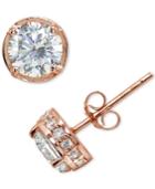 Giani Bernini Cubic Zirconia Framed Stud Earrings In 18k Rose Gold-plated Sterling Silver, Created For Macy's