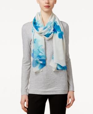 Calvin Klein Orchid Floral Chiffon Scarf