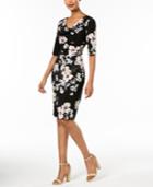 Connected Floral-print Draped Sheath Dress