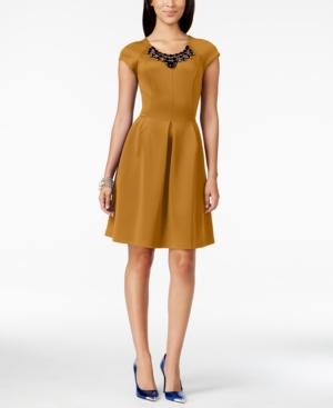 Spense Petite Jewel-trim Fit & Flare Dress
