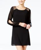 Sequin Hearts Juniors' Sequined Split-sleeve Shift Dress