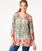 Style & Co. Petite Floral-print Peasant Top, Only At Macy's