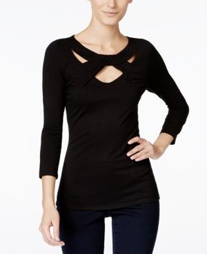 I.n.c. Three-quarter-sleeve Cutout Top, Created For Macy's