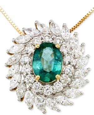 Rare Featuring Gemfields Certified Emerald (9/10 Ct. T.w.) And Diamond (1-1/4 Ct. T.w.) Pendant Necklace In 14k Gold