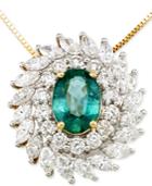 Rare Featuring Gemfields Certified Emerald (9/10 Ct. T.w.) And Diamond (1-1/4 Ct. T.w.) Pendant Necklace In 14k Gold