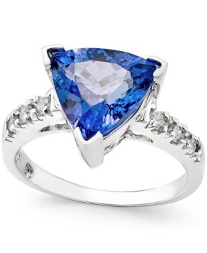 Tanzanite (3-1/2 Ct. T.w.) And Diamond (1/6 Ct. T.w.) Ring In 14k White Gold