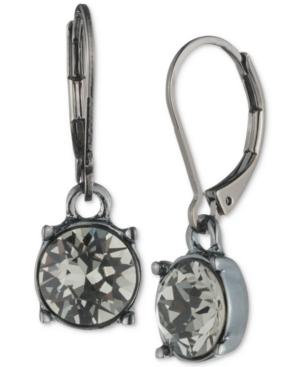 Anne Klein Hematite-tone Black Crystal Drop Earrings
