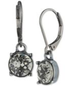Anne Klein Hematite-tone Black Crystal Drop Earrings