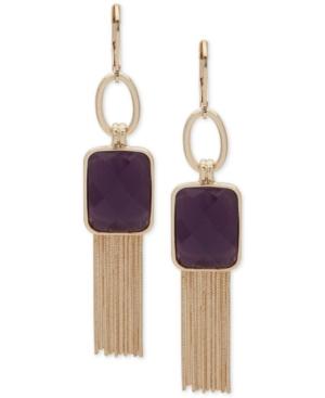 Nine West Silver-tone Link, Stone & Tassel Drop Earrings