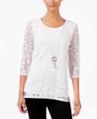 Jm Collection Attached-necklace Mesh Top, Created For Macy's
