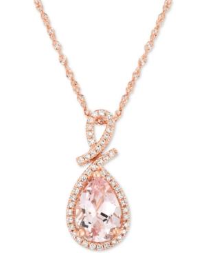 Morganite (1 Ct. T.w.) & Diamond (1/8 Ct. T.w.) Pendant Necklace In 14k Rose Gold