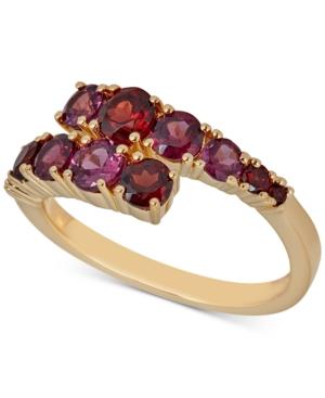 Rhodolite Garnet (3/4 Ct. T.w.) & Rhodolite (1-1/10 Ct. T.w.) Bypass Statement Ring In 14k Gold-plated Sterling Silver