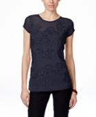 Inc International Concepts Embroidered Cap-sleeve Blouse, Only At Macy's