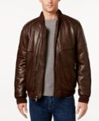 Andrew Marc Men's Gustavus Evergrain Leather Baseball Jacket