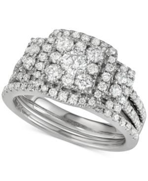 Diamond Square Cluster Bridal Set (1-1/2 Ct. T.w.) In 14k White Gold