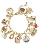 Charter Club Gold-tone Crystal, Stone & Epoxy Twelve Days Of Christmas Charm Bracelet, Created For Macy's