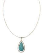 Anne Klein Gold-tone Stone And Pave Teardrop Pendant Necklace