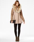 Rudsak Grace Coyote & Rabbit-fur-trim Leather-sleeve Parka