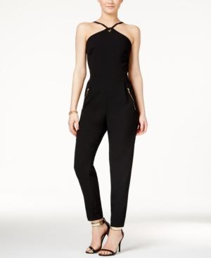 Marilyn Monroe Juniors' Halter Zip-pocket Jumpsuit