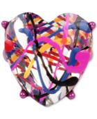 Betsey Johnson Fuschia-tone Crystal Graffiti Heart Ring