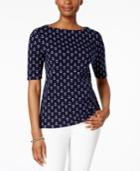 Charter Club Petite Cotton Anchor-print Top, Created For Macy's