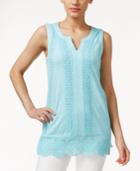 Charter Club Sleeveless Crochet-trim Top, Only At Macy's