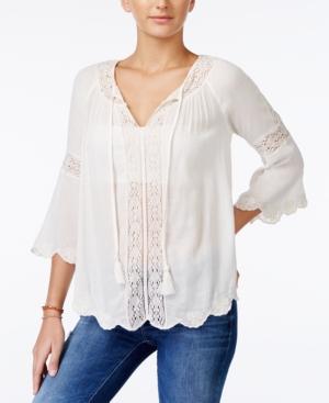 Jessica Simpson Alaya Lace-trim Peasant Top