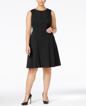 Calvin Klein Plus Size Piped A-line Dress