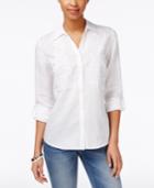 Charter Club Embroidered Beaded Linen Shirt, Only At Macy's