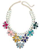 I.n.c. Gold-tone Stone & Crystal Beaded Flower Statement Necklace, 18 + 3 Extender, Created For Macy's