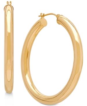 Polished Hoop Earrings In 14k Gold, 1 1/2 Inch