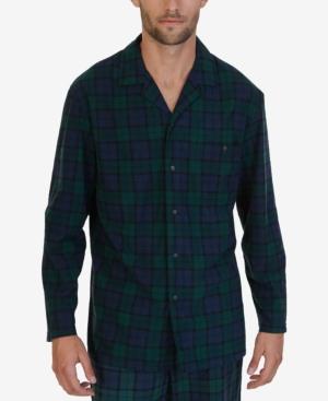 Nautica Men's Emerald Plaid Lightweight Sueded Fleece Sleep Shirt