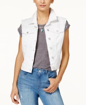 Jessica Simpson Juniors' Pixie White Wash Denim Vest