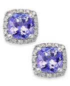 Tanzanite (1-5/8 Ct. T.w.) And Diamond (1/8 Ct. T.w.) Square Stud Earrings In 14k White Gold