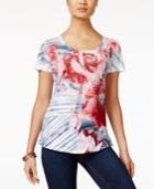Style & Co. Floral-print Short-sleeve Top, Only At Macy's