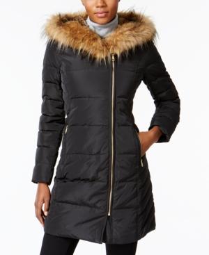 Cole Haan Signature Faux-fur-trim Asymmetrical Puffer Coat