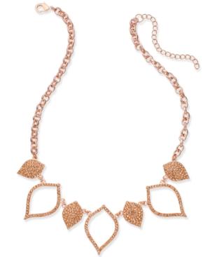Inc International Concepts Rose Gold-tone Pave Navette Statement Necklace, Created For Macy's