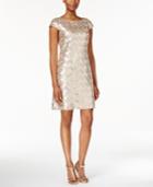 Vince Camuto Cap-sleeve Chevron Sequined Dress