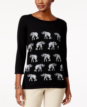 Karen Scott Elephant Graphic Sweater, Only At Macy's
