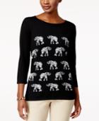 Karen Scott Elephant Graphic Sweater, Only At Macy's