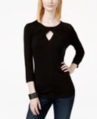 Inc International Concepts Three-quarter-sleeve Keyhole Blouse, Only At Macy's