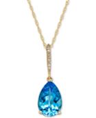 Blue Topaz (3-3/8 Ct. T.w.) & Diamond Accent Pendant Necklace In 14k Gold
