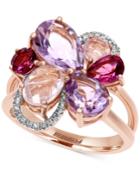Mosaic By Effy Diamond Accent And Multi-stone Flower Ring In 14k Rose Gold