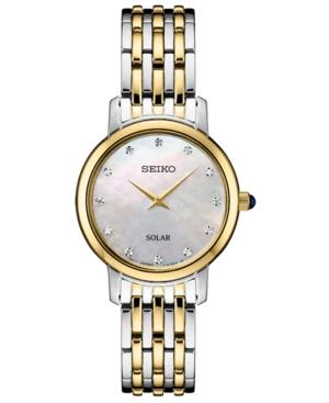 Seiko Women's Solar Diamond Collection Diamond-accent Two-tone Stainless Steel Bracelet Watch 30mm