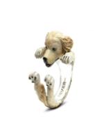Golden Retriever Hug Ring In Sterling Silver And Enamel