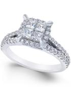 Square Quad Halo Diamond Engagement Ring (1 Ct. T.w.) In 14k White Gold