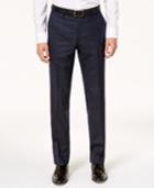 Bar Iii Men's Slim-fit Active Stretch Navy/tan Windowpane Suit Pants, Created For Macy's