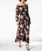 Nine West Floral-print Off-the-shoulder Maxi Dress