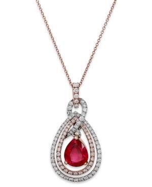Rosa By Effy Ruby (1-3/4 Ct. T.w.) And Diamond (1/2 Ct. T.w.) Necklace In 14k White And Rose Gold