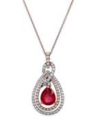 Rosa By Effy Ruby (1-3/4 Ct. T.w.) And Diamond (1/2 Ct. T.w.) Necklace In 14k White And Rose Gold